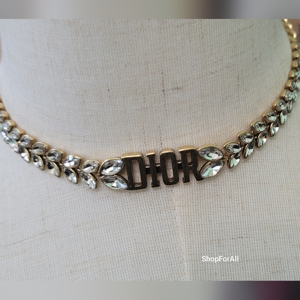 Dior Gold and Silver Coker Necklace with Crystal Accents With Box - Picture 13 of 16